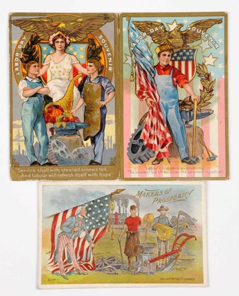 LOT OF 3: LABOR DAY POSTCARDS.                    