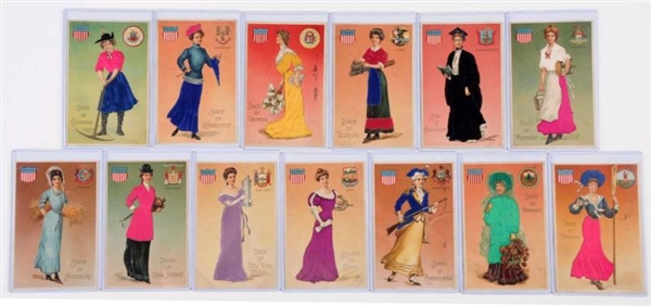 LOT OF 13: SILK STATE GIRL POSTCARDS.             