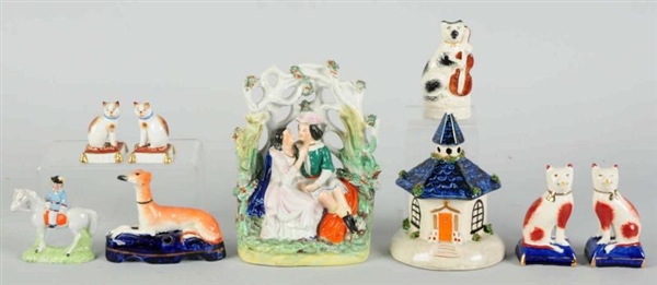 LOT OF 9: STAFFORDSHIRE FIGURES.                  
