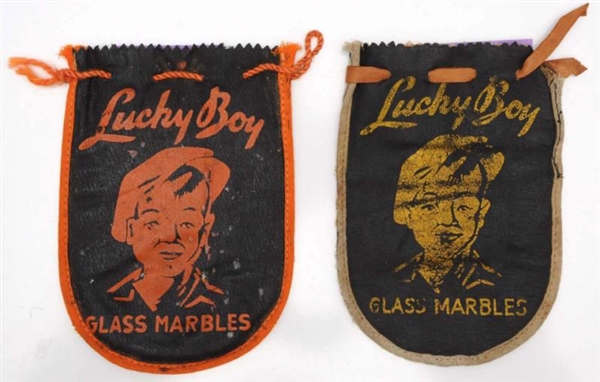 LOT OF 2: LUCKY BOY GLASS MARBLE BAGS.            