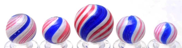 LOT OF 5: PEPPERMINT SWIRL MARBLES.               