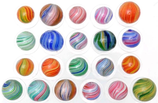 LOT OF 21: ASSORTED ONIONSKIN MARBLES.            