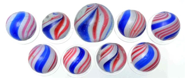 LOT OF 9: PEPPERMINT MARBLES.                     