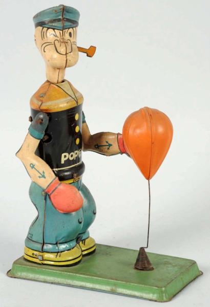 TIN LITHO CHEIN POPEYE FLOOR PUNCHER WIND-UP TOY. 