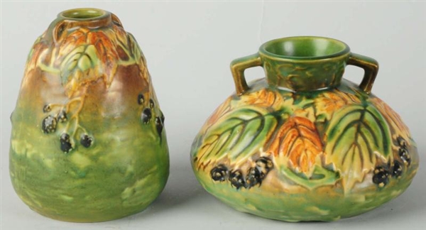 LOT OF 2: ROSEVILLE BLACKBERRY VASES.             