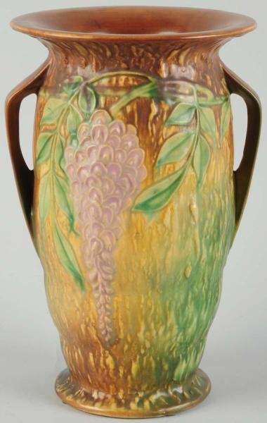 ROSEVILLE TWO-HANDLE WISTERIA VASE.               