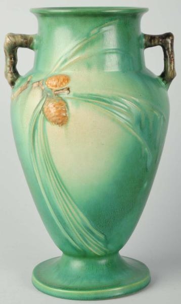 GREEN ROSEVILLE PINECONE VASE.                    