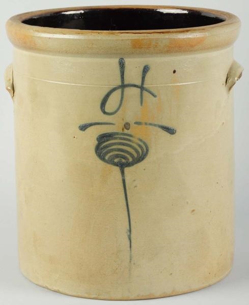 STONEWARE CROCK WITH BLUE "H".                    