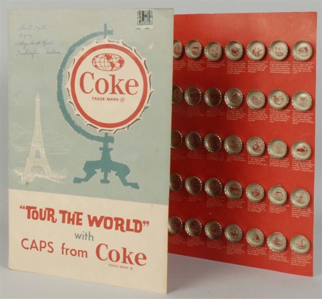 1960S COCA-COLA TOUR THE WORLD CAPS DISPLAY CARD. 