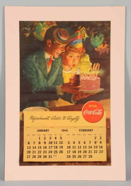 1946 COCA-COLA SINGLE PAGE CALENDAR WITH FULL PAD 