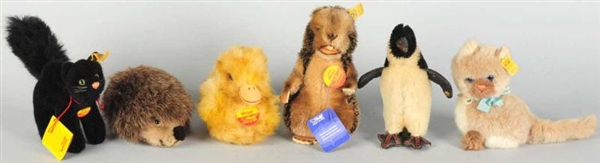 LOT OF 6: STEIFF ANIMALS.                         