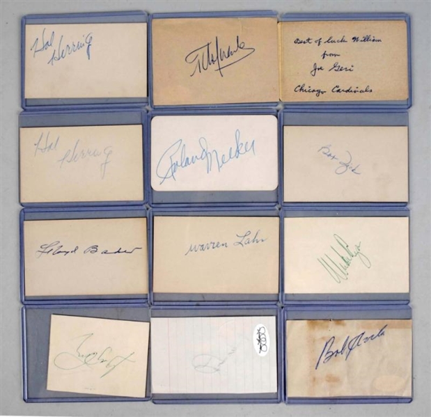 LOT OF 21: VINTAGE SIGNATURES ON CARDS & PAPER.   