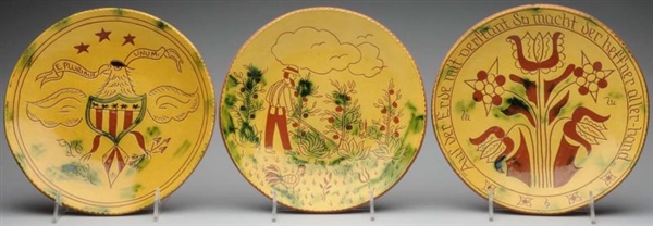 LOT OF 3: LESTER BREININGER DECORATED PLATES.     