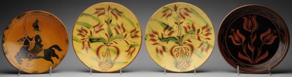 LOT OF 4: LESTER BREININGER DECORATED PLATES.     