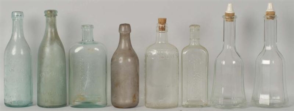 LOT OF 8: EARLY MEDICINE & SODA BOTTLES.          