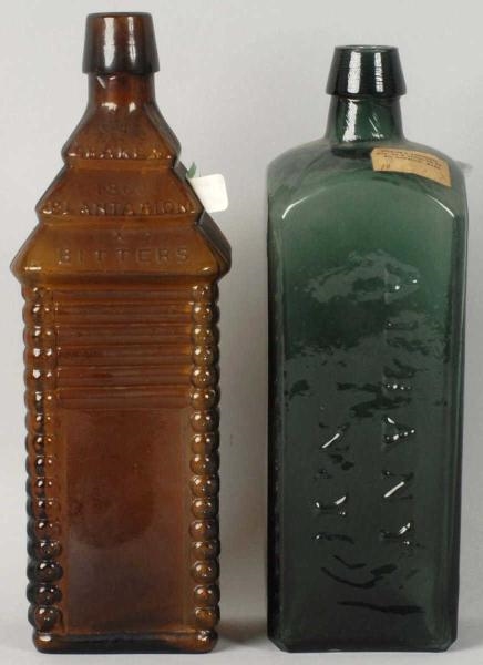 LOT OF 2: GLASS PHARMACY BOTTLES.                 