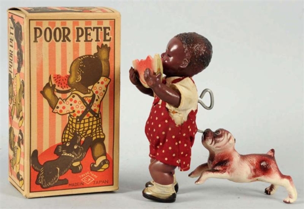 CELLULOID POOR PETE & DOG WIND-UP TOY.            