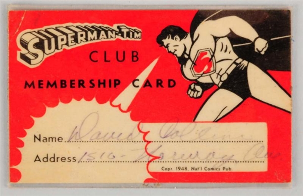 SUPERMAN TIM CLUB CARD.                           