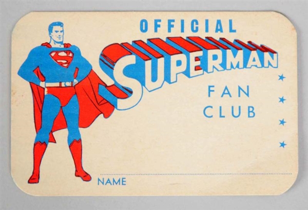 SUPERMAN FAN CLUB CARD.                           