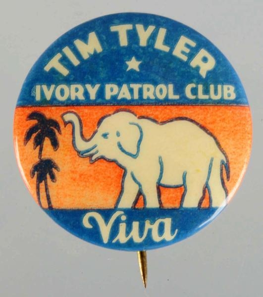 TIM TYLER IVORY PATROL CLUB BUTTON.               