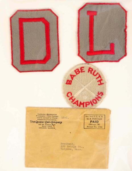 BABE RUTH CHAMPIONS PATCHES WITH MAILER.          