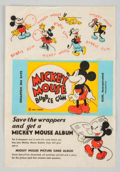 1930S MICKEY MOUSE BUBBLE GUM WRAPPER.            