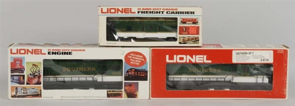 LOT OF LIONEL SOUTHERN ENGINES & CABOOSE.         