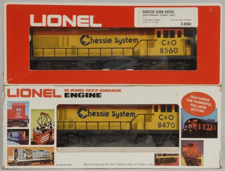 LOT OF 2: LIONEL C&O CHESSIE TRAIN ENGINES.       