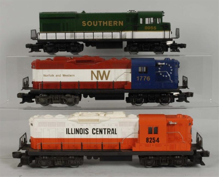 LOT OF 3: LIONEL CONTEMPORARY TRAIN ENGINES.      