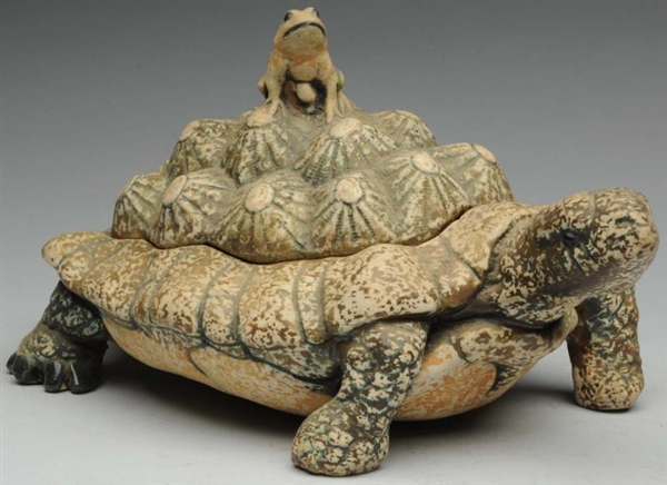 CZECH AMPHORA FIGURAL TURTLE WITH LIDDED TOP.     