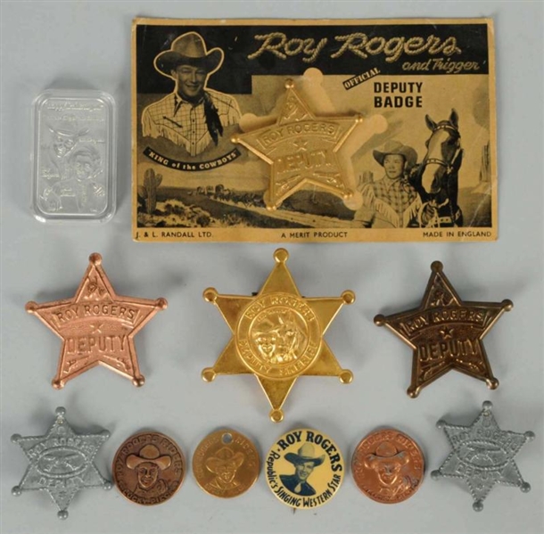 LOT OF ROY ROGERS TOKENS, BUTTONS & BADGES.       
