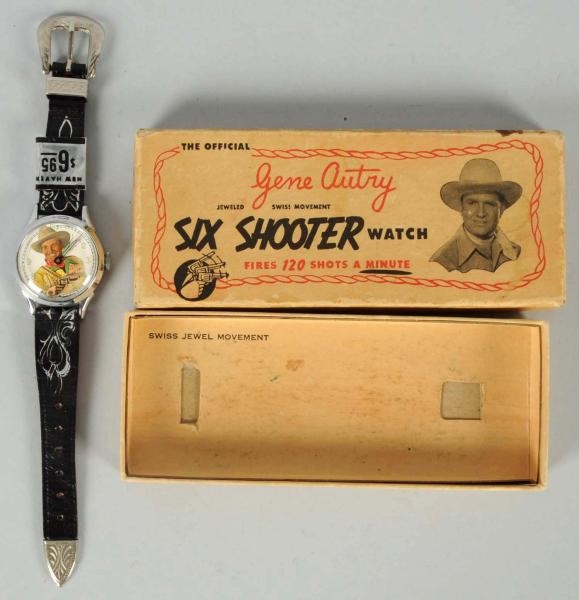 GENE AUTRY SIX-SHOOTER WATCH IN BOX.              