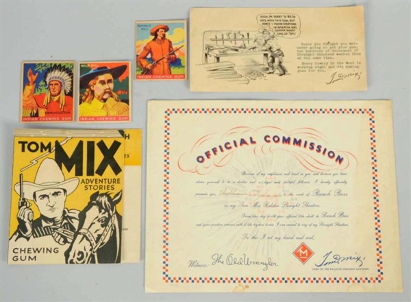 ASSORTED 1930S TOM MIX PAPER ITEMS.               