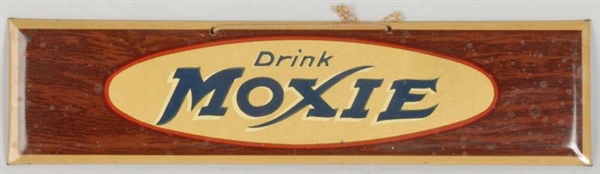 SMALL MOXIE TIN OVER CARDBOARD SIGN.              