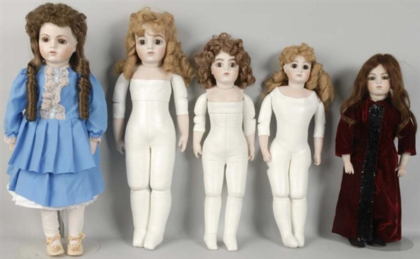 LOT OF 5: FRENCH ARTIST REPRODUCTION DOLLS.       