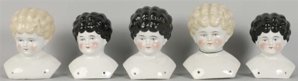 LOT OF 5: COMMON GERMAN CHINA TURNED HEAD BUSTS.  