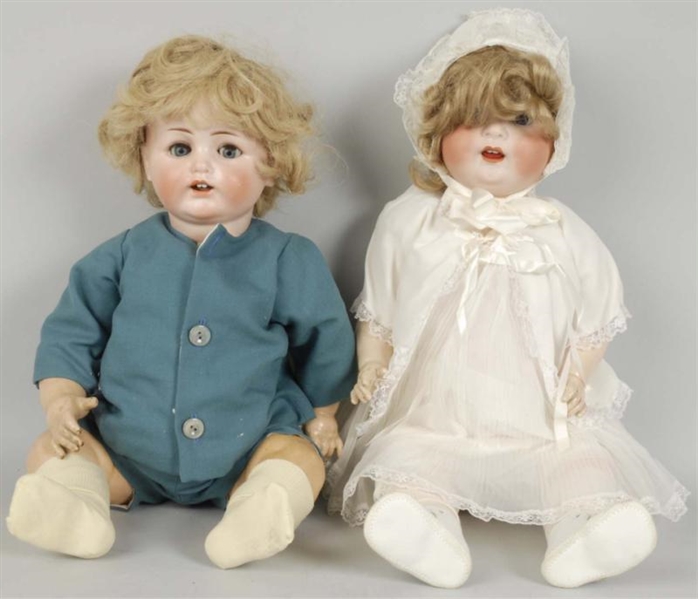 LOT OF 2: GERMAN BISQUE CHARACTER BABY DOLLS.     