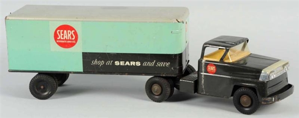 LOT OF 2: PRESSED STEEL TRACTOR TRAILER TOYS.     