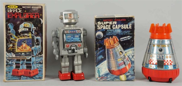 LOT OF 2: BATTERY-OPERATED SPACE TOYS.            