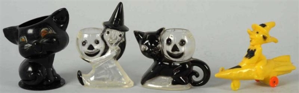 LOT OF 4: PLASTIC HALLOWEEN CANDY CONTAINERS.     
