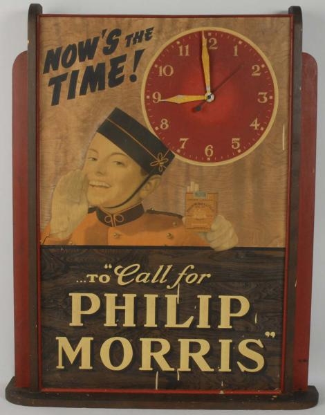 PHILIP MORRIS "NOWS THE TIME" CLOCK.             
