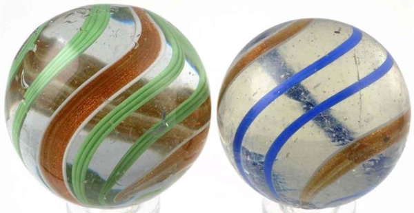 LOT OF 2: LARGE BANDED LUTZ MARBLES.              