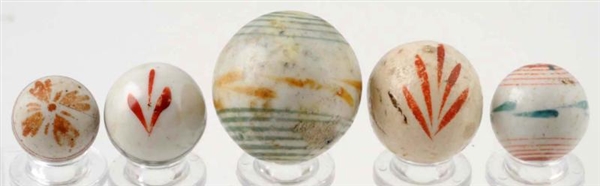 LOT OF 5: CHINA MARBLES.                          