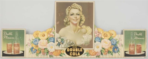 CARDBOARD FLORAL DOUBLE COLA SIGN.                