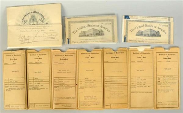 LOT OF 8: CERTIFICATES FOR TRADEMARK RENEWALS.    