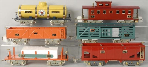 LOT OF 6: MTH AMERICAN FLYER FREIGHT TRAIN CARS.  