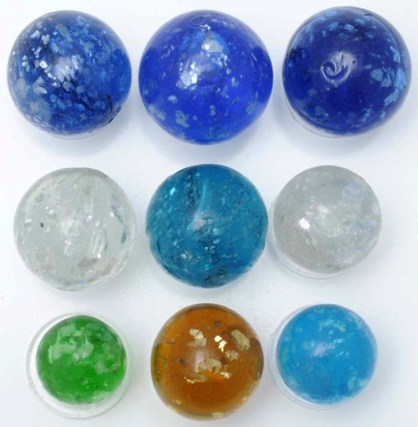LOT OF 9: MICA MARBLES.                           