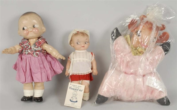 LOT OF 3: ASSORTED ADVERTISING DOLLS.             