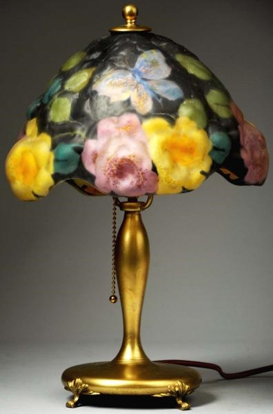 PUFFY PAIRPOINT REVERSE PAINTED BOUDOIR LAMP.     