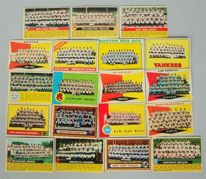LOT OF 19: TOPPS 1950S-60S TEAM BASEBALL CARDS.   